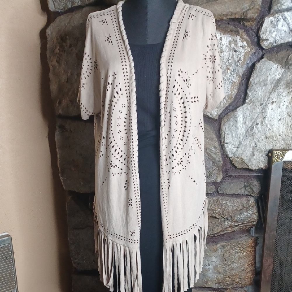 LIGHTWEIGHT FAUX SUEDE LONG TOP